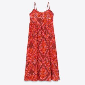 Alix of Bohemia Autumn Scarlett Bandani Dress XL Red Cotton Boho Maxi